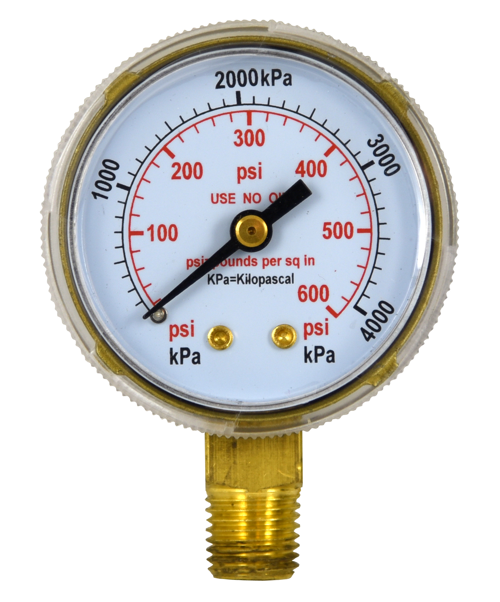 pressure gauge, 2in X 600 psi 0.25in 18 NPT
